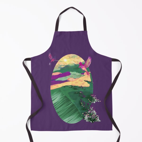 Item preview, Flying Birds in a Sunny Green Meadow: Serene Nature Landscape Illustration designed and sold by Pandositive.