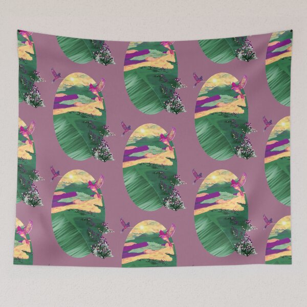 Item preview, Flying Birds in a Sunny Green Meadow: Serene Nature Landscape Illustration designed and sold by Pandositive.
