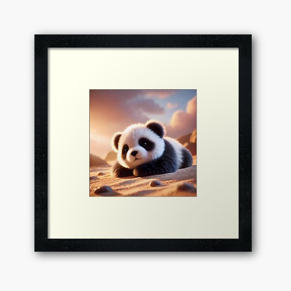 Aperçu de l'œuvre Bébé panda câlin sur la plage – Décoration murale pour chambre d'enfant créée et vendue par Matt's Artificial Nature.