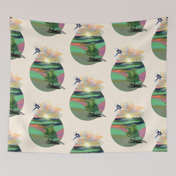 Item preview, Swallow Flying Towards the Landscape: Beautiful Nature Illustration designed and sold by Pandositive.