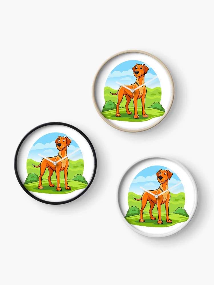 Thumbnail 3 of 4, Clock, Regal Rhodesian Ridgeback in Savannah designed and sold by iwcus.