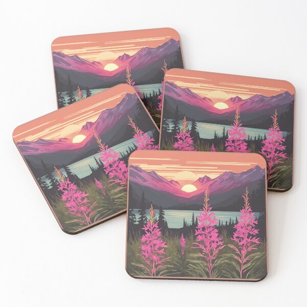 Item preview, Fireweed and Mountains at Sunset designed and sold by Krimmekus.
