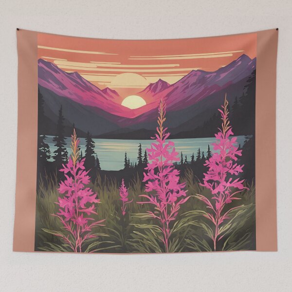 Item preview, Fireweed and Mountains at Sunset designed and sold by Krimmekus.