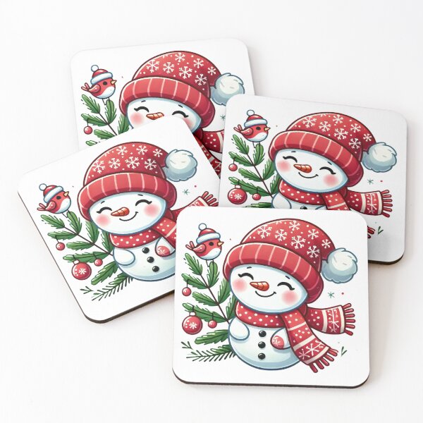 Item preview, Happy Snowman with Winter Tree and Bird designed and sold by AIARTIST1.