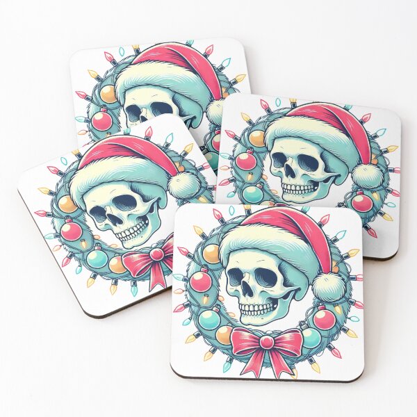 Item preview, Skull Christmas Wreath with Santa Hat designed and sold by AIARTIST1.