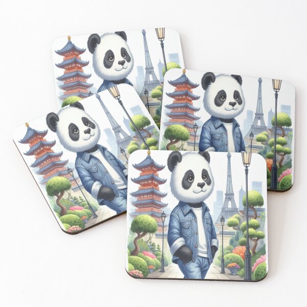 Item preview, print, cat, cat, ukyo-e, ukyoe, mucha, dog, panda, animal, dog, hyena, hyene, pop art, japan, bear designed and sold by pageart.