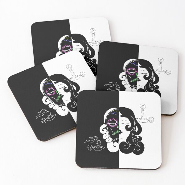 Item preview, Woman half face, half mexican skull designed and sold by AssortedDrawings.