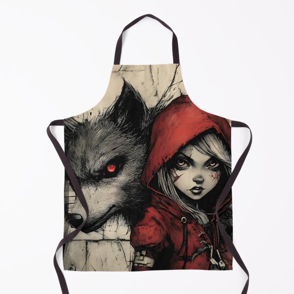 Item preview, Dark Red Riding Hood and Wolf - Gothic Fairytale Art designed and sold by Playing In Mud.