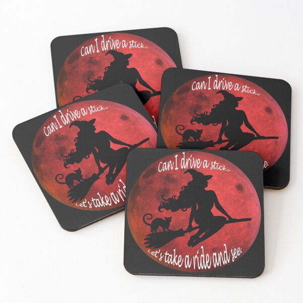 Item preview, Can I Drive A stick. Witch on a Broom. Red Moon. designed and sold by 502Templates.