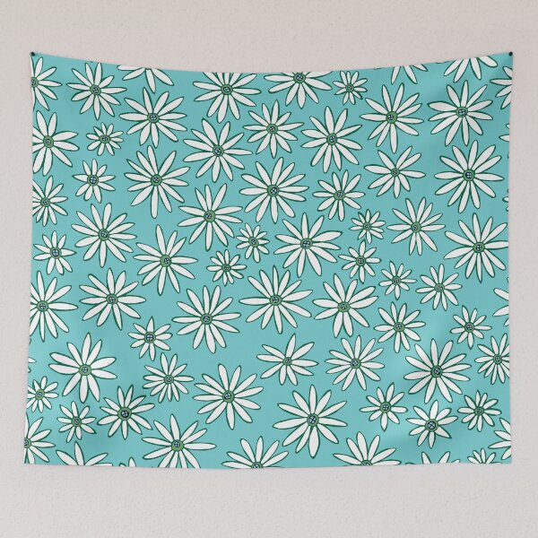 Item preview, Hand Drawn White Daisy Pattern on Light Blue designed and sold by schorrnuff.