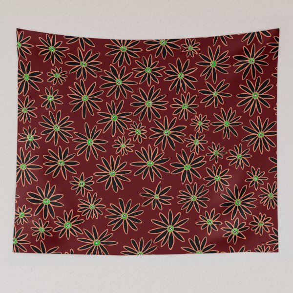Item preview, Deep Red Hand Drawn Daisy Floral Pattern designed and sold by schorrnuff.