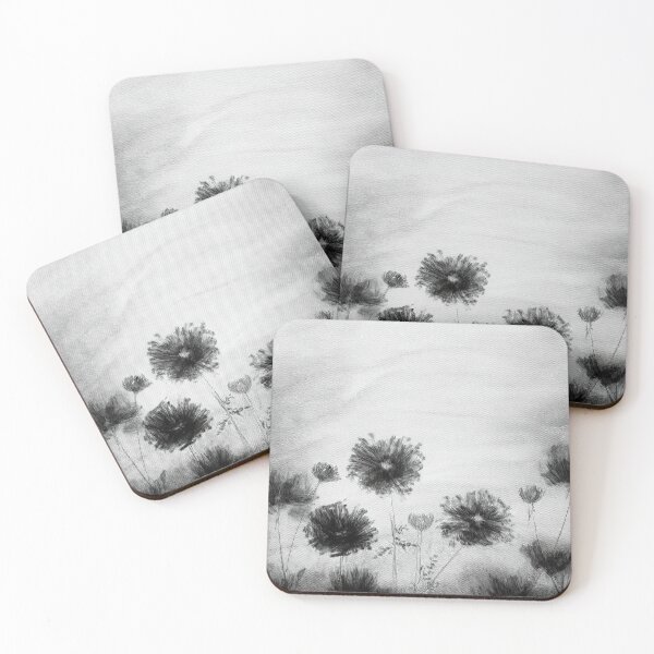Item preview, flowers painted with charcoal in boho designed and sold by PR7M.