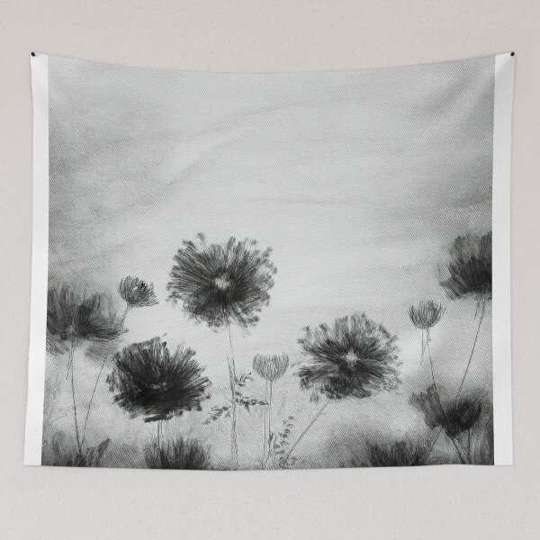 Item preview, flowers painted with charcoal in boho designed and sold by Pr7em.