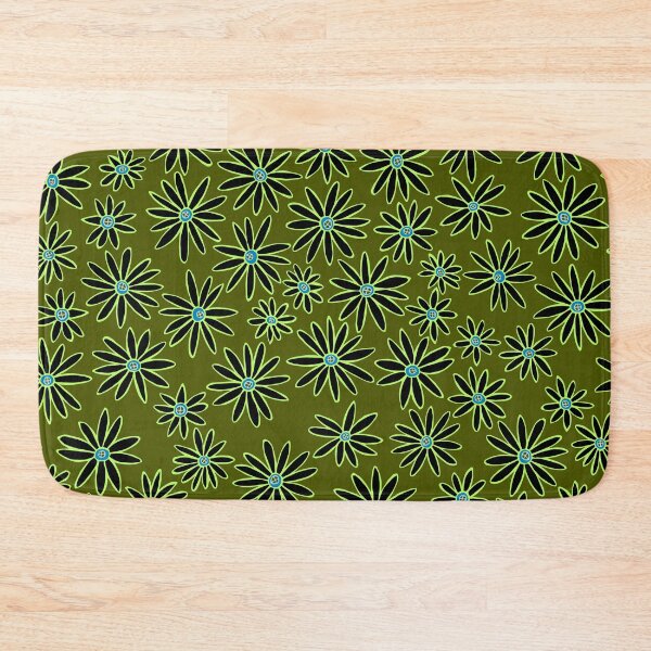 Item preview, Hand Drawn Daisy Floral in Deep Forest Greens Pattern designed and sold by schorrnuff.