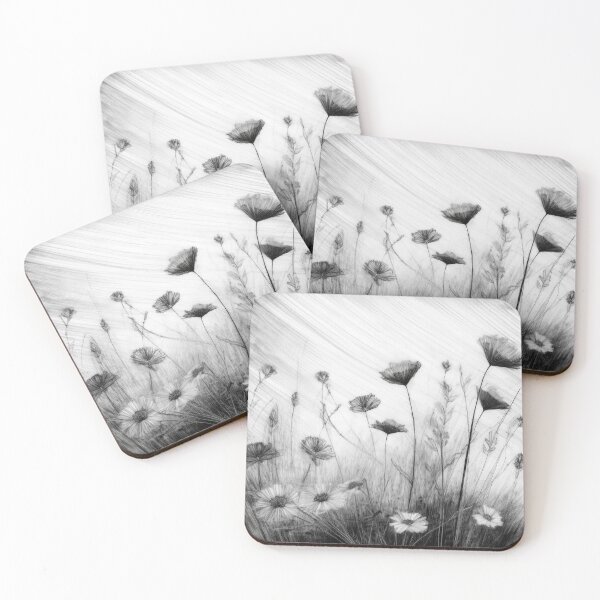 Item preview, flowers painted with charcoal in boho designed and sold by PR7M.