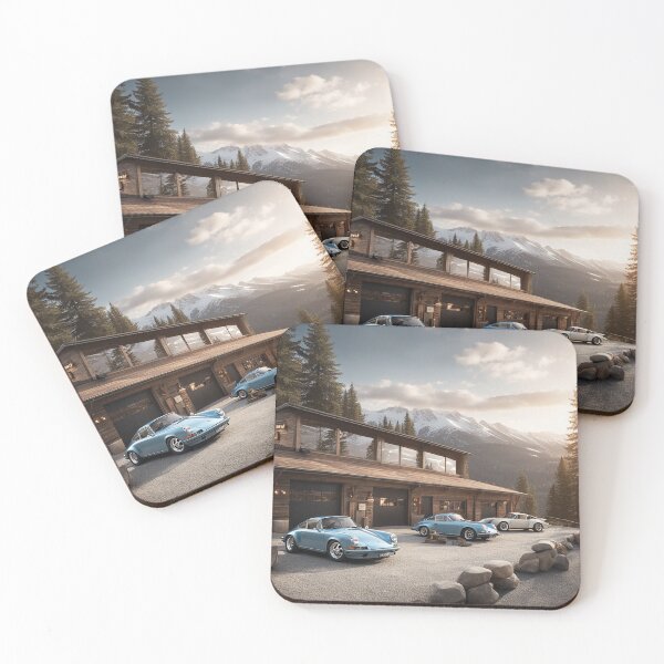 Item preview, Mountain Porsche Workshop: Vintage Cars in Scenic Landscape designed and sold by DesignToWay.