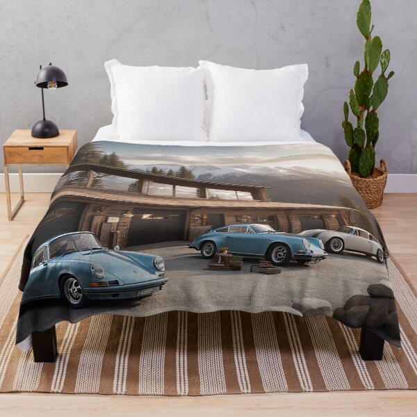 Item preview, Mountain Porsche Workshop: Vintage Cars in Scenic Landscape designed and sold by DesignToWay.