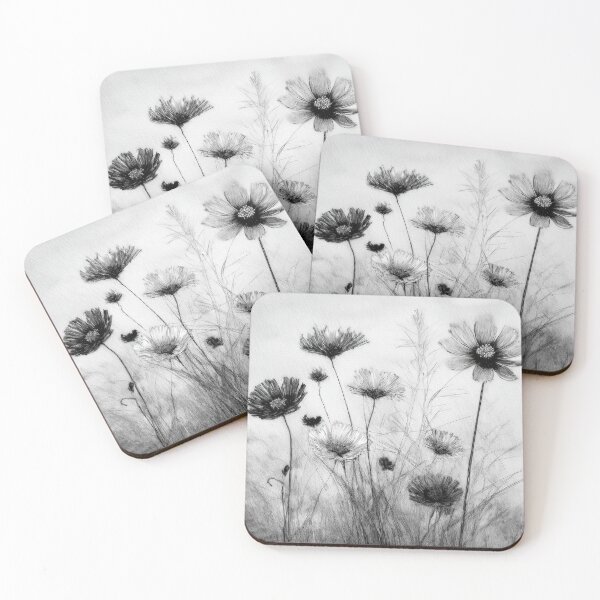 Item preview, flowers painted with charcoal in boho designed and sold by PR7M.