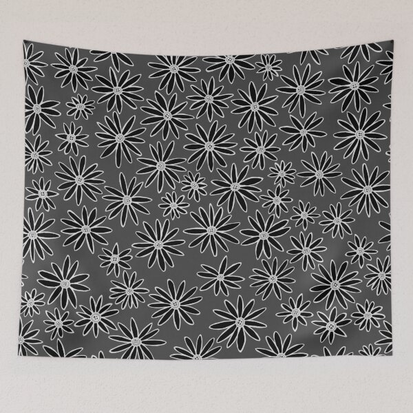 Item preview, Hand Drawn Dark Gray Daisy Floral Pattern designed and sold by schorrnuff.