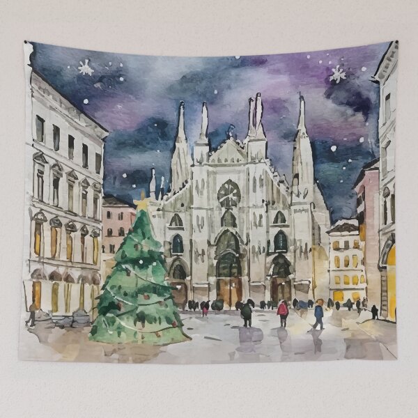 Item preview, Milan Cathedral Italy Watercolor Christmas designed and sold by Magnolia Valley Art.