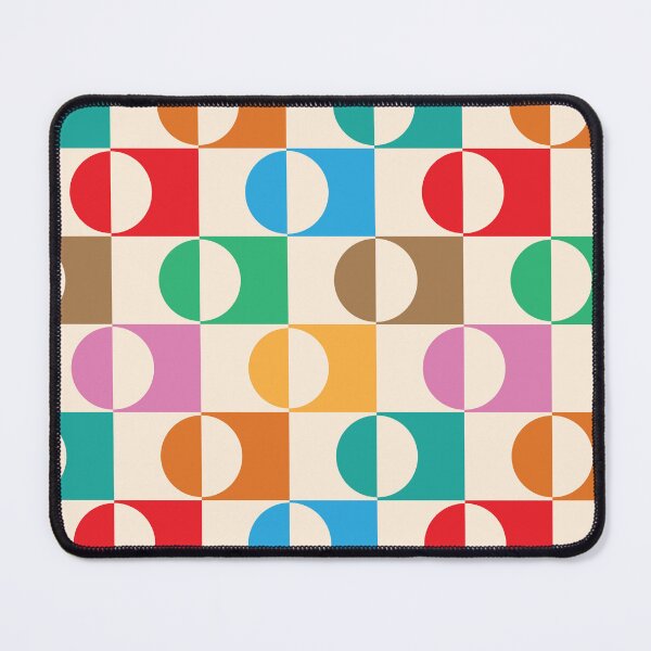 Item preview, Mid Century Checkered Half Circles  in orange, red, green, teal and blue designed and sold by Yasminepatterns .