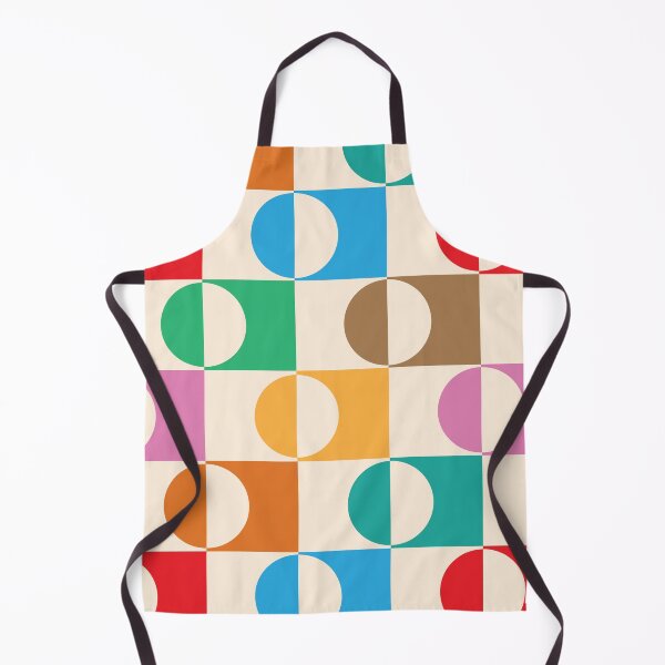 Item preview, Mid Century Checkered Half Circles  in orange, red, green, teal and blue designed and sold by Yasminepatterns .