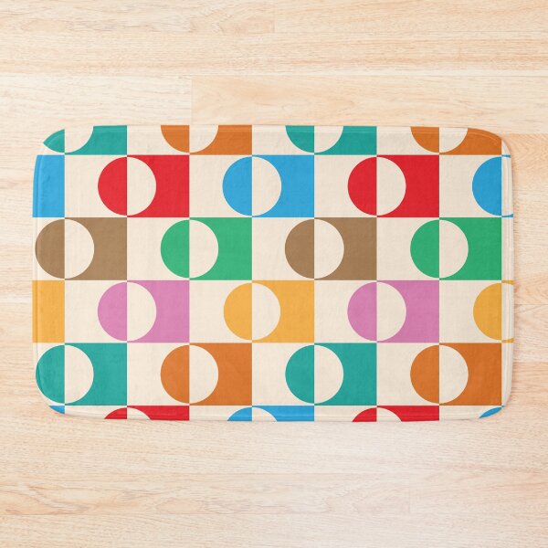 Item preview, Mid Century Checkered Half Circles  in orange, red, green, teal and blue designed and sold by Yasminepatterns .