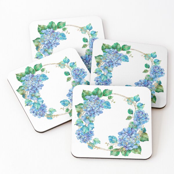 Item preview, Delicate blue and pink floral wreath design featuring watercolor blossoms on a white background designed and sold by Anastasiia Yurevych.