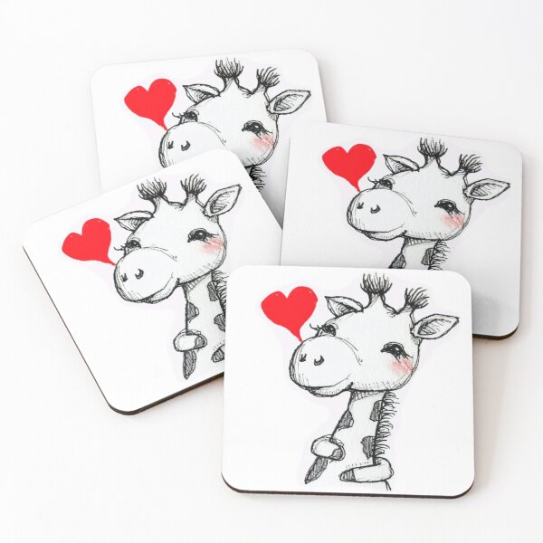 Item preview, Cute Giraffe Baby with Red Heart designed and sold by KawaiiArtStyle.