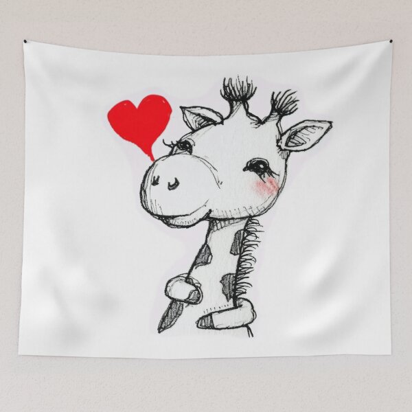 Item preview, Cute Giraffe Baby with Red Heart designed and sold by KawaiiArtStyle.