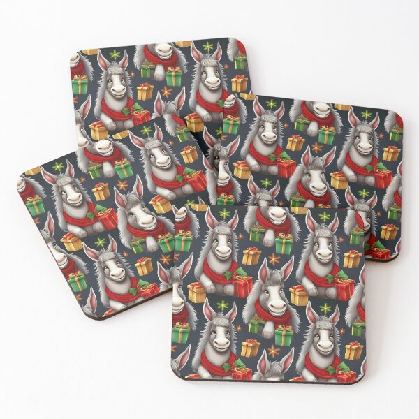 Item preview, A Herd of Donkeys: A busy pattern featuring a herd of donkeys loaded with Christmas gifts.  designed and sold by Grang Art Artistic Designs.