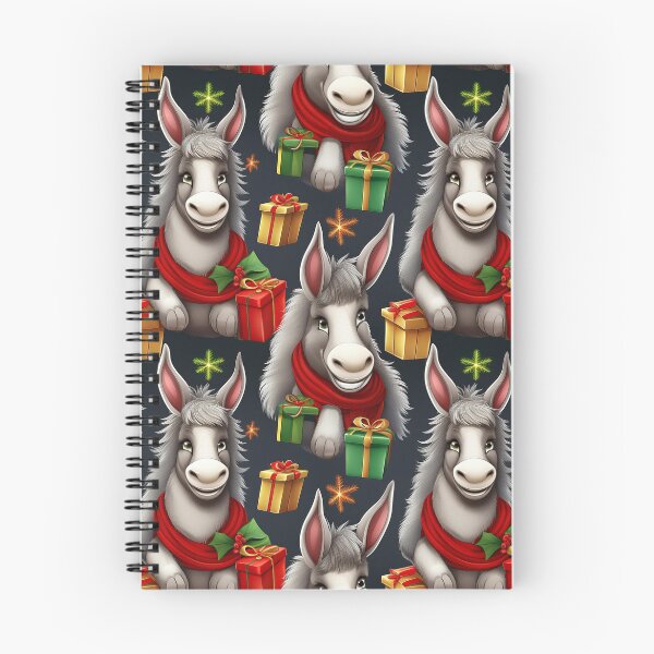 Item preview, A Herd of Donkeys: A busy pattern featuring a herd of donkeys loaded with Christmas gifts.  designed and sold by Camel & Quirk.