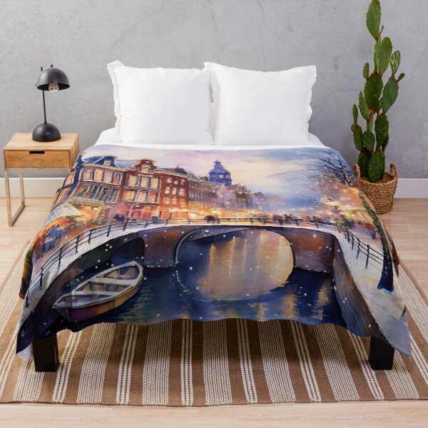 Item preview, Christmas in Amsterdam Netherlands Watercolor designed and sold by Magnolia Valley Art.