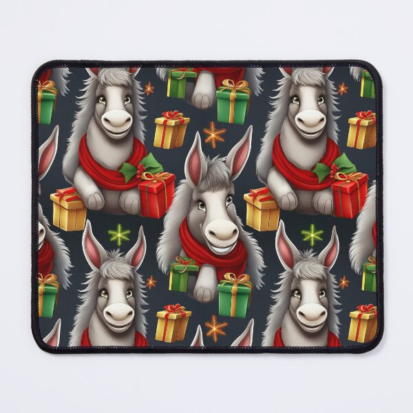 Item preview, A Herd of Donkeys: A busy pattern featuring a herd of donkeys loaded with Christmas gifts. designed and sold by Camel & Quirk.