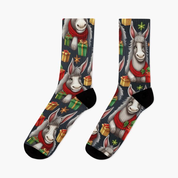 Item preview, A Herd of Donkeys: A busy pattern featuring a herd of donkeys loaded with Christmas gifts.  designed and sold by Grang Art Artistic Designs.
