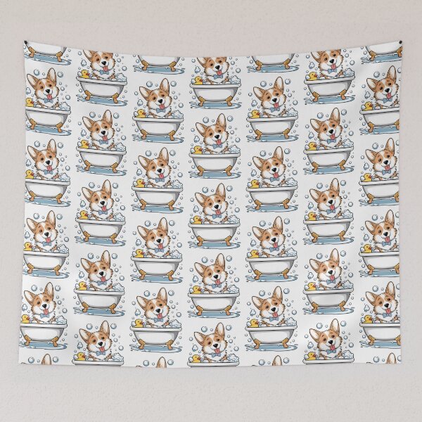 Item preview, Corgi Bubble Bath Time – Cute Dog Illustration designed and sold by Pastel-Pulse.
