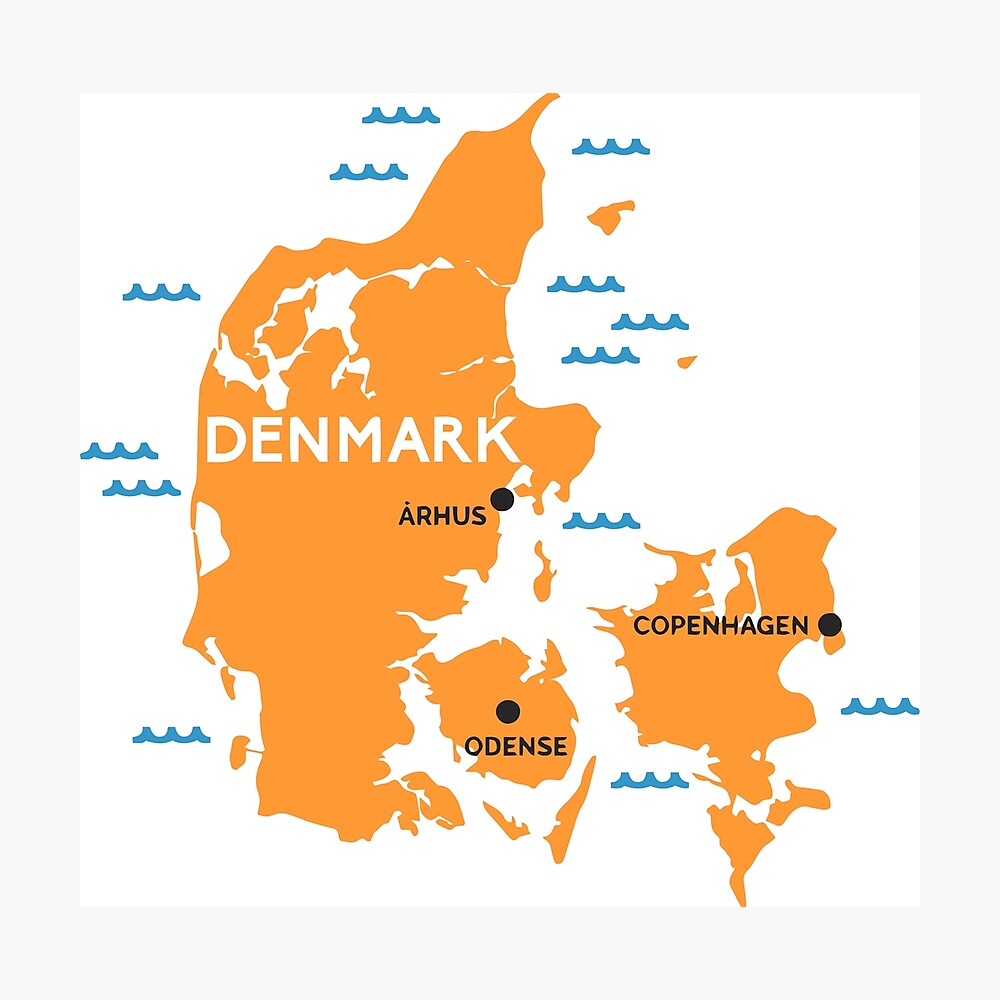 Denmark Map Poster By Balloonland Redbubble