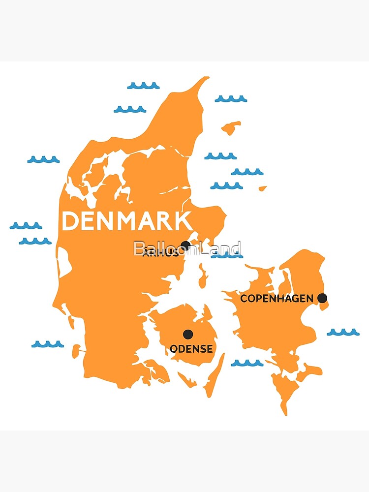 Denmark Map Art Board Print By Balloonland Redbubble
