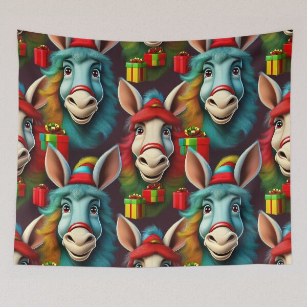 Item preview, Merry Donkey Christmas: A heartwarming pattern featuring donkeys with gifts and spreading joy. designed and sold by Grang Art Artistic Designs.