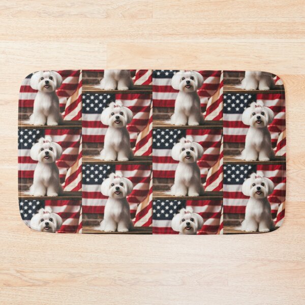 Item preview, Patriotic Maltese Dog with USA Flag designed and sold by bonnieleigh6902.
