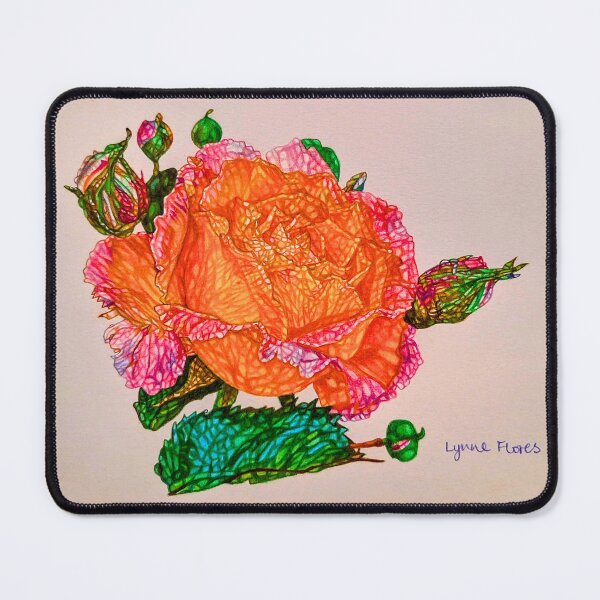 Item preview, Ravishing Rose - Beautiful Pink & Orange Rose in Colored Pencil designed and sold by FloresInColor1.