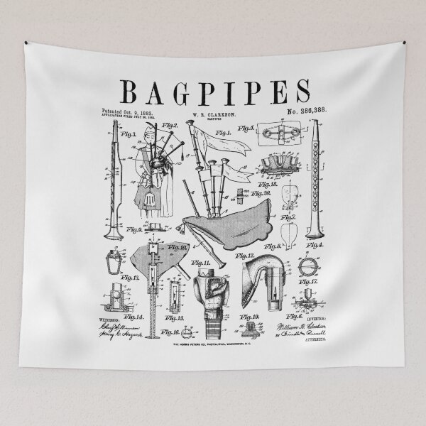 Item preview, Bagpipes Bagpiper Bagpipe Player Vintage Patent Musician designed and sold by GrandeDuc.