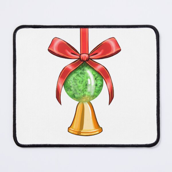 Item preview, green Christmas bowl, red bow and golden bell designed and sold by Art-Istin-See.