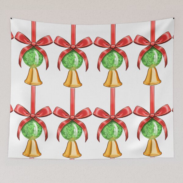 Item preview, green Christmas bowl, red bow and golden bell designed and sold by Art-Istin-See.