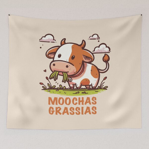 Item preview, Moochas Grassias – Funny Cow Pun Thank You Gift designed and sold by Animoodles.
