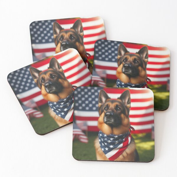 Item preview, Patriotic German Shepherd with USA Flag designed and sold by bonnieleigh6902.