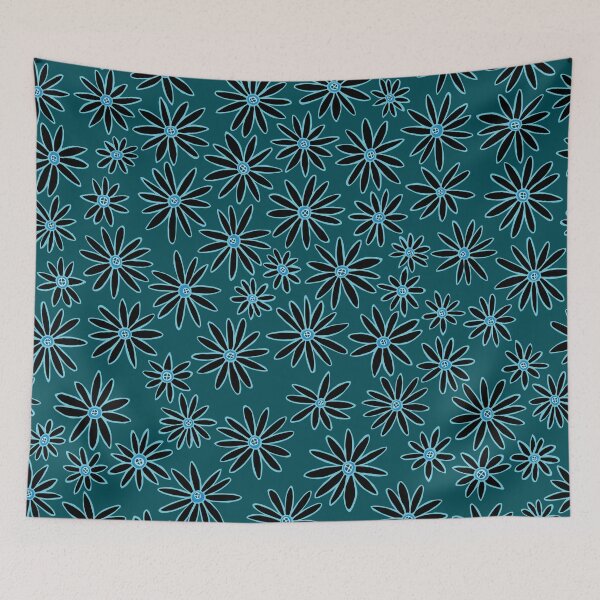 Item preview, Dark Teal Hand Drawn Daisy Floral Pattern designed and sold by schorrnuff.