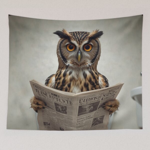 Item preview, Wise Owl Reading Newspaper on Toilet designed and sold by vk09.