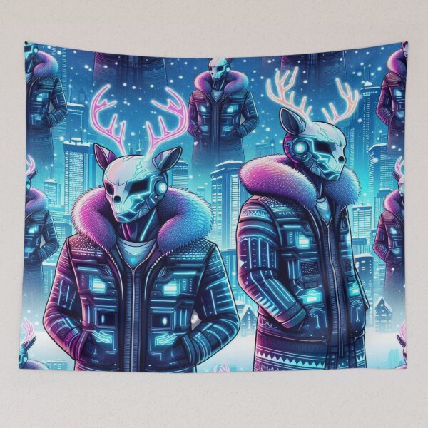 Item preview, Techno Reindeer in Snowy Cityscape designed and sold by Imaginarium of Chaos falcon88 .