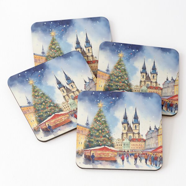 Item preview, Christmas in Prauge Czech Republic Watercolor designed and sold by Magnolia Valley Art.